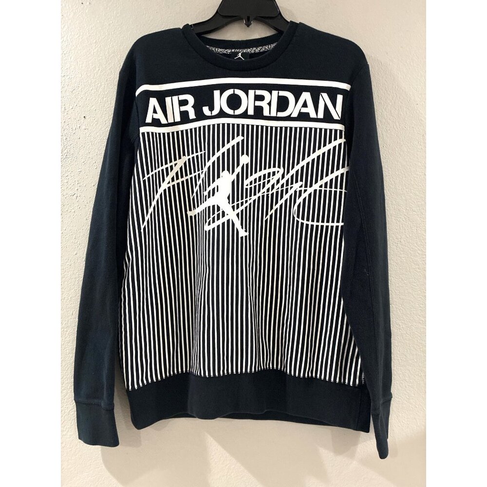 Air Jordan Flight men's graphic pullover sweatshirt black & white striped size L